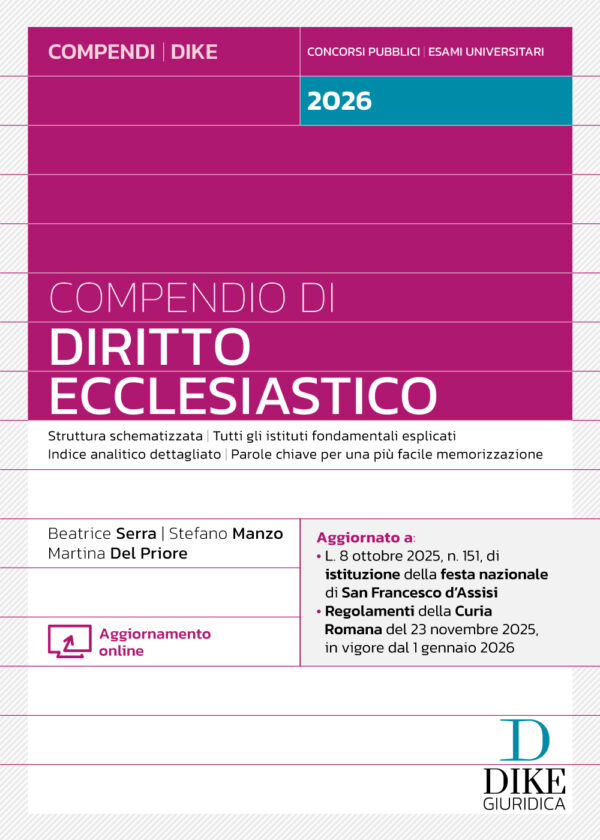 Compendio di Diritto Ecclesiastico 2026
